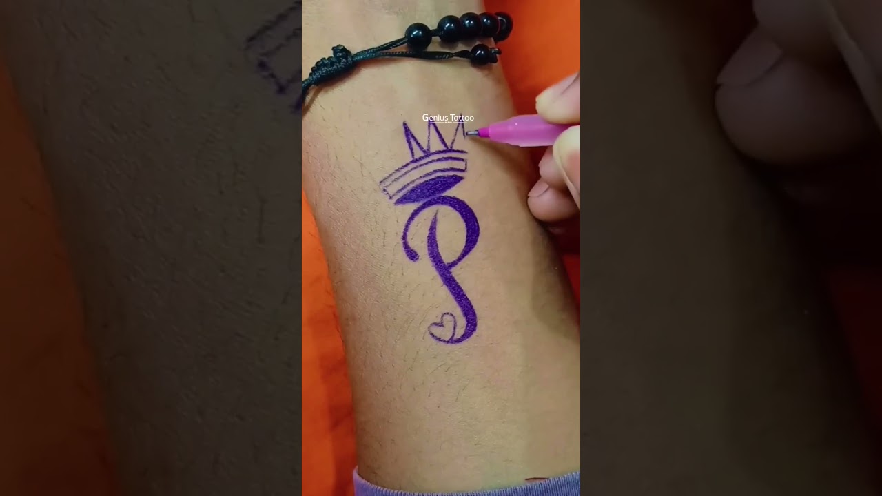 Stylish P letter tattoo making with Pen on hand #shorts #viralshorts