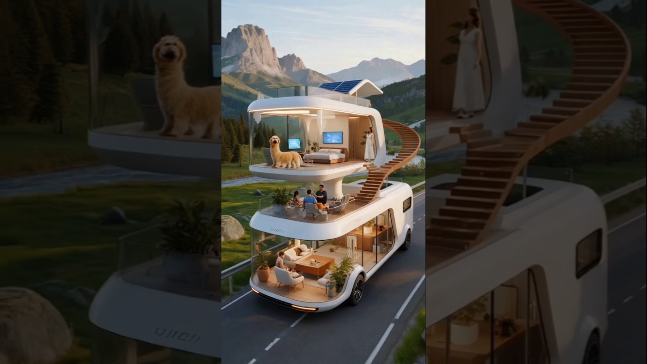 Double Decker Camper with Solar Roof 🚐🔆 #Camper #EcoLuxury #SmartTravel #haven2haven #shorts #F3