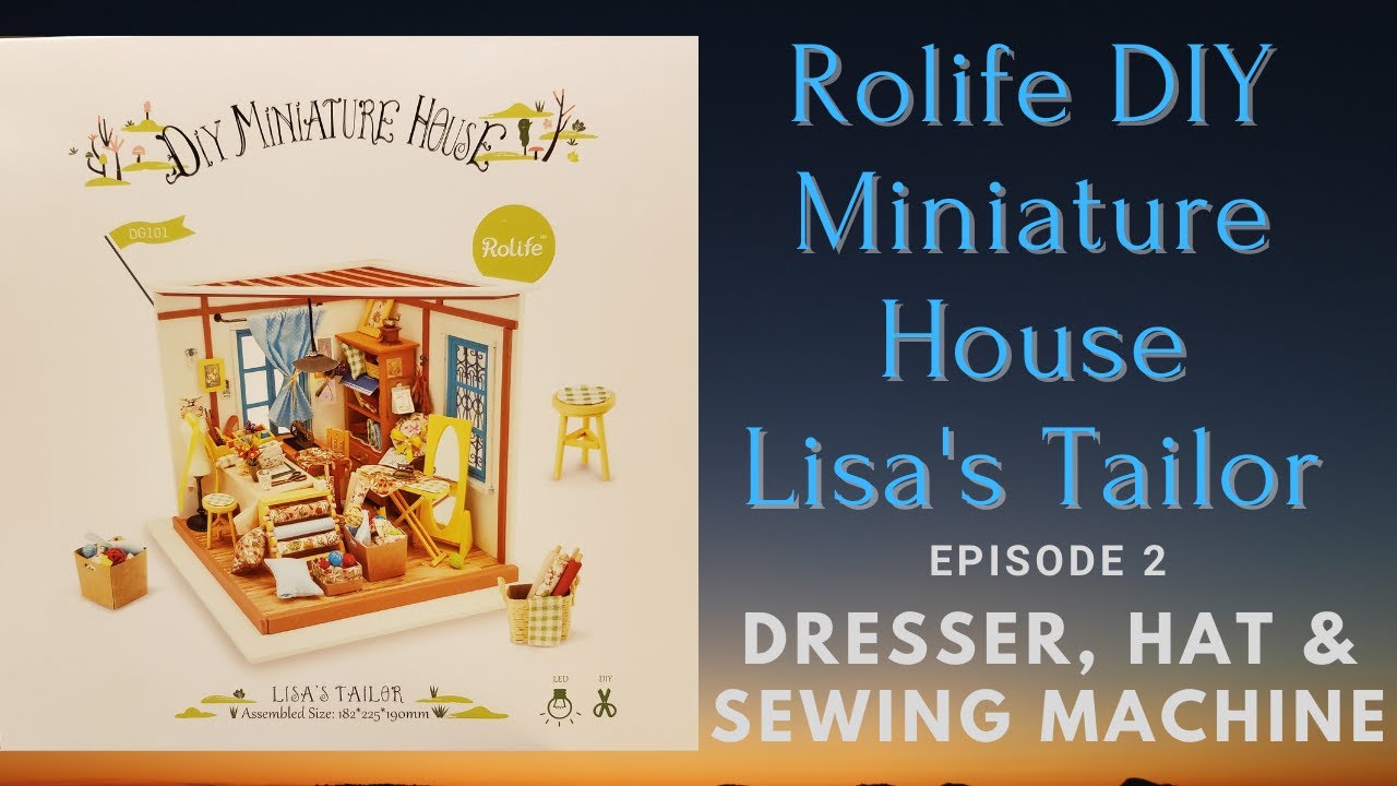 Rolife DIY Miniature House Lisa's Tailor Episode 2 Dresser, Hat and Sewing Machine Table