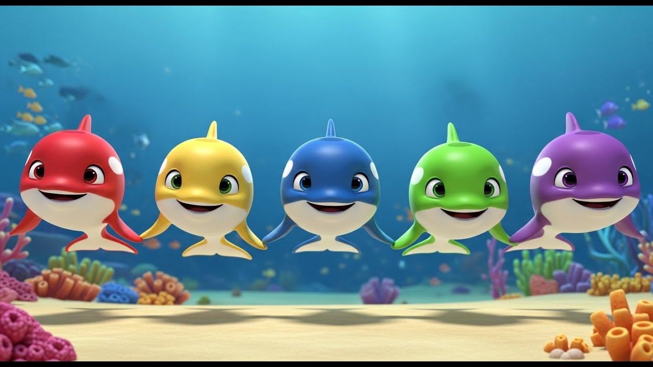 Cinco Pequenas Orcas Nadam, Nadam, Nadam | Aventura no Oceano e Música Infantil