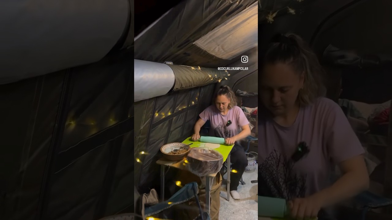 KAMPTA LAHMACUN YAPILAMAZ DENİLİNCE BİZ 😆🏕️🥰 #&ccedil;adırkampı #camping #lahmacun #kampyemekleri