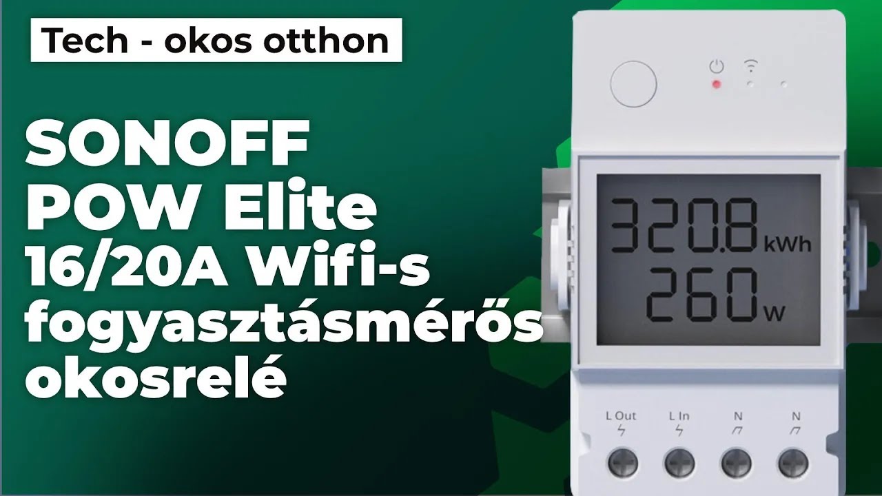 Sonoff POW Elite 20D WiFi-s 20A fogyasztásmérős okosrelé (POWR320D / POWR316D)