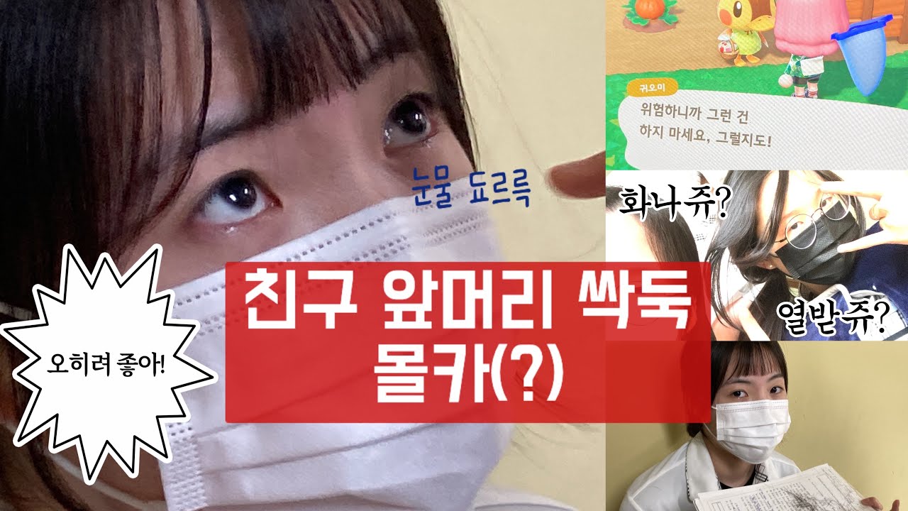 친구 앞머리 다듬는 척 하고 처피뱅으로 잘라버리는 영상