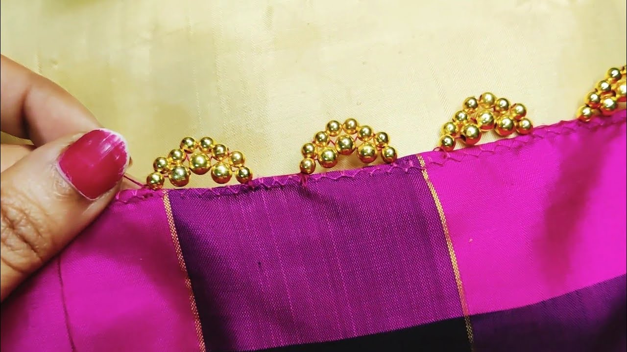 easy kuchu design for sarees, dupattas, blouses... #sareekuchu #beadsborder // Nandana Creations//