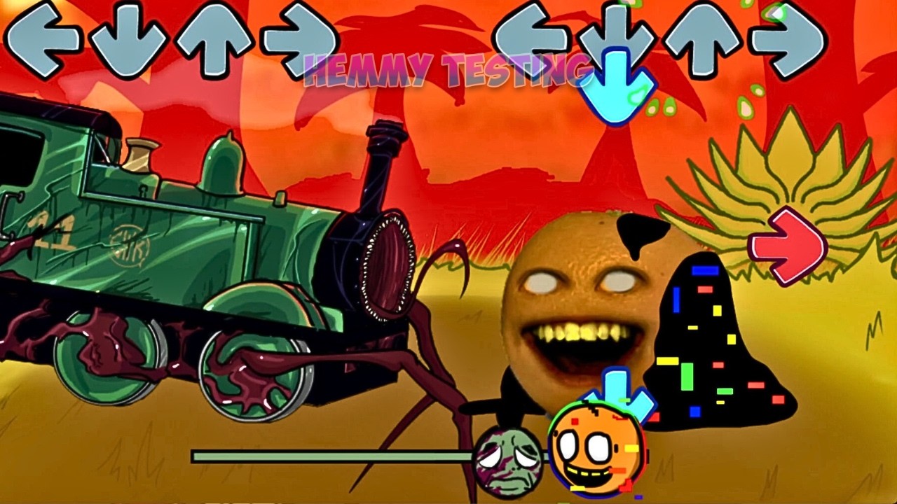 FNF Chasing but Thomas and Friends ALL PHASES vs Annoying Orange Sings It | The Railway Funkin