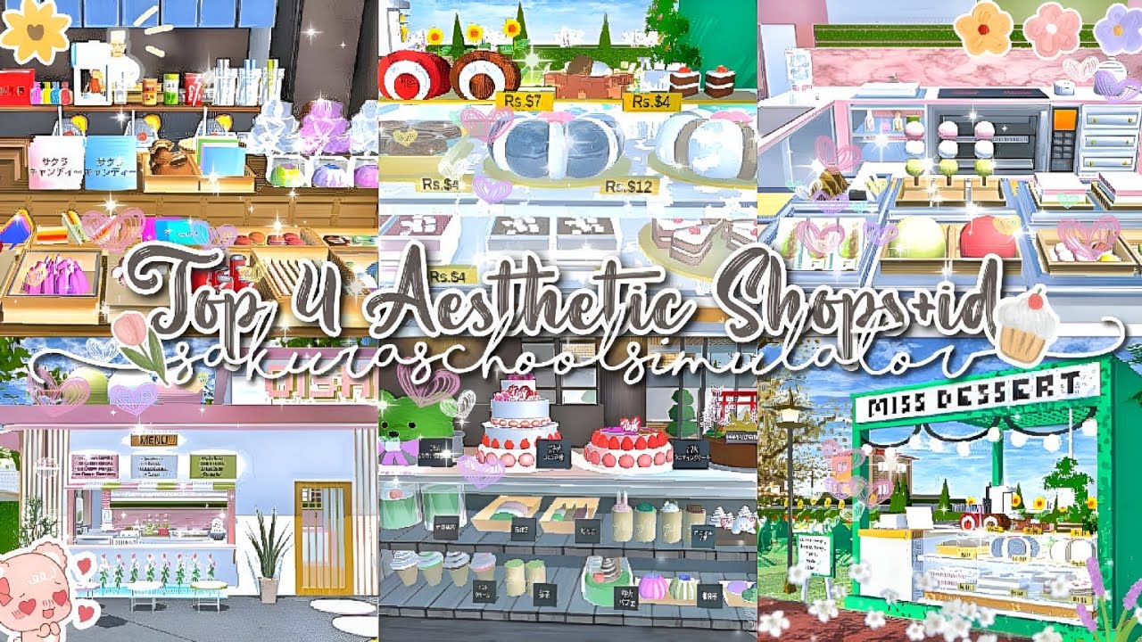[ Bagi - bagi Id ] Top 4 Aesthetic Shops + Props Id ˗ˏˋ 🍓 ˎˊ˗  || Id Toko Sakura school simulator