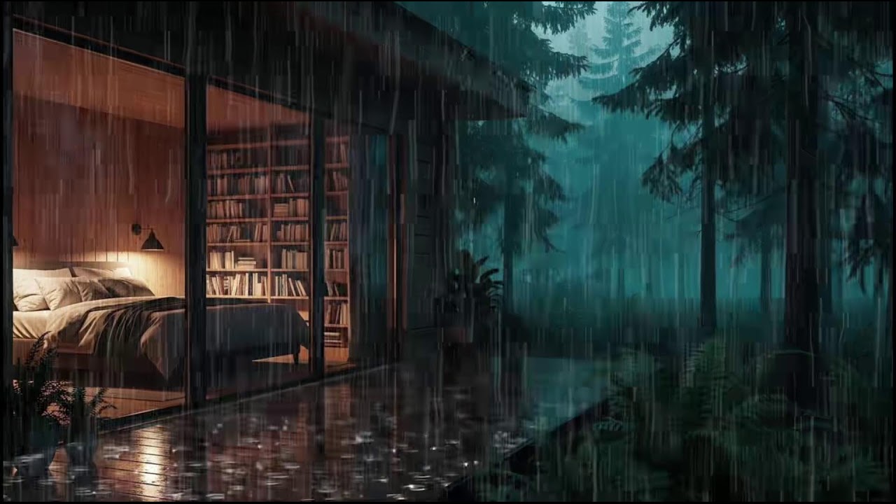 Soft Forest Cabin Rain at Night | Calm Rain Ambience to Help Insomnia and Relax Your Mind