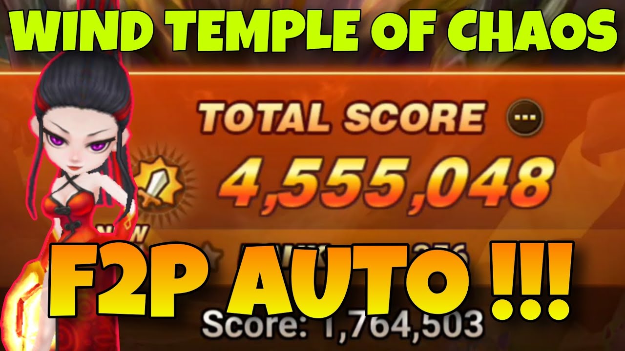 AUTO TEAM WIND TEMPLE OF CHAOS NO FIRE DRAKAN !!! SUMMONERS WAR (PHASE 1&2 AUTO, PHASE 3 MANUAL)