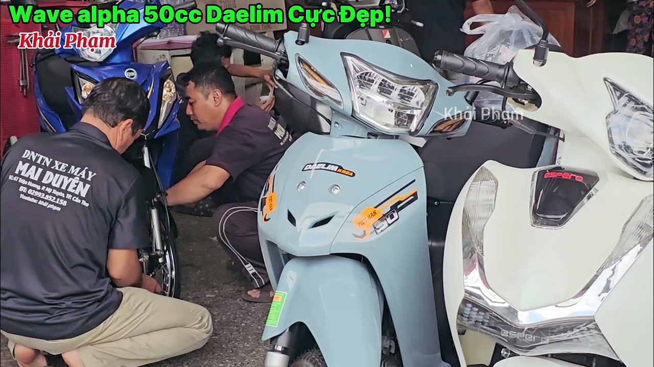 Wave alpha 50cc Daelim xanh xi măng cực đẹp + giá bán ngày 08/03/26. Thái Phạm #wave #50cc #hocsinh 