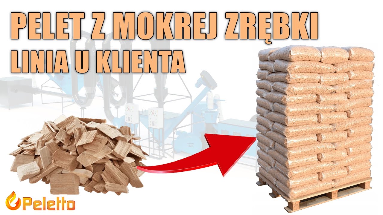 Produkcja peletu z mokrej zrębki na automatycznej linii Peleton 4000.