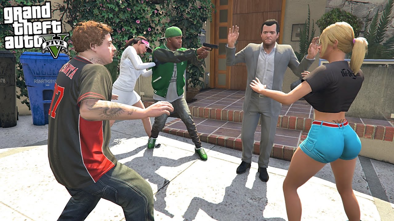 MICHAEL FAMILY INVADE FRANKLIN HOUSE TO SAVE HIM IN GTA 5!!! (GTA 5 Mods)