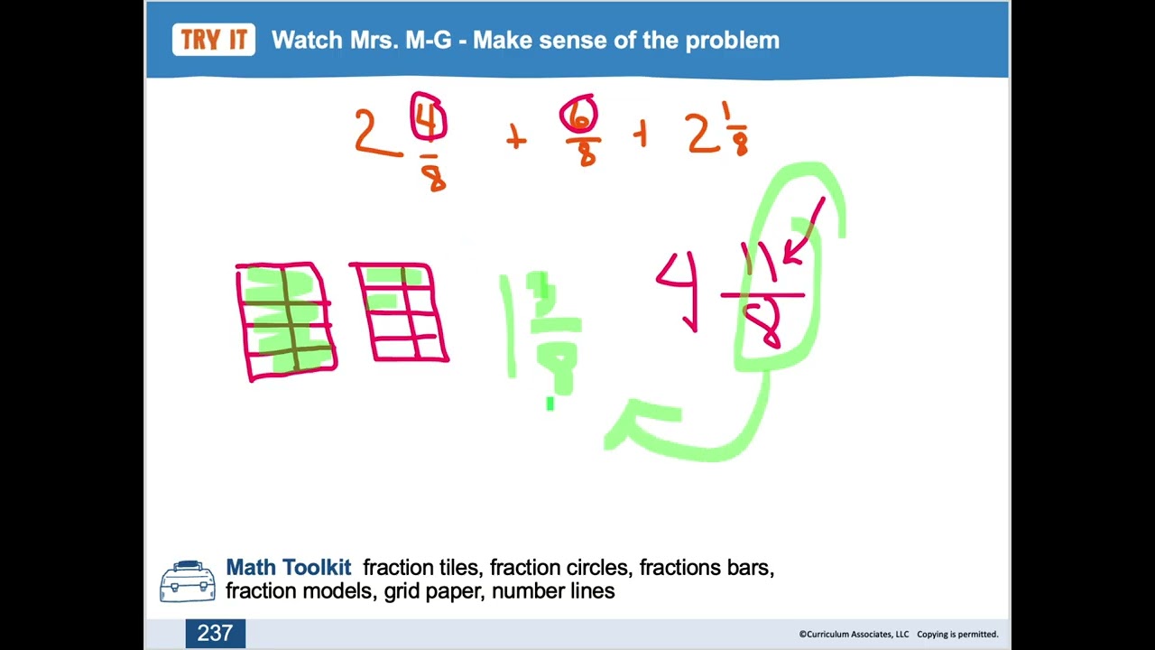Adding Mixed Numbers with Visuals and Traditional