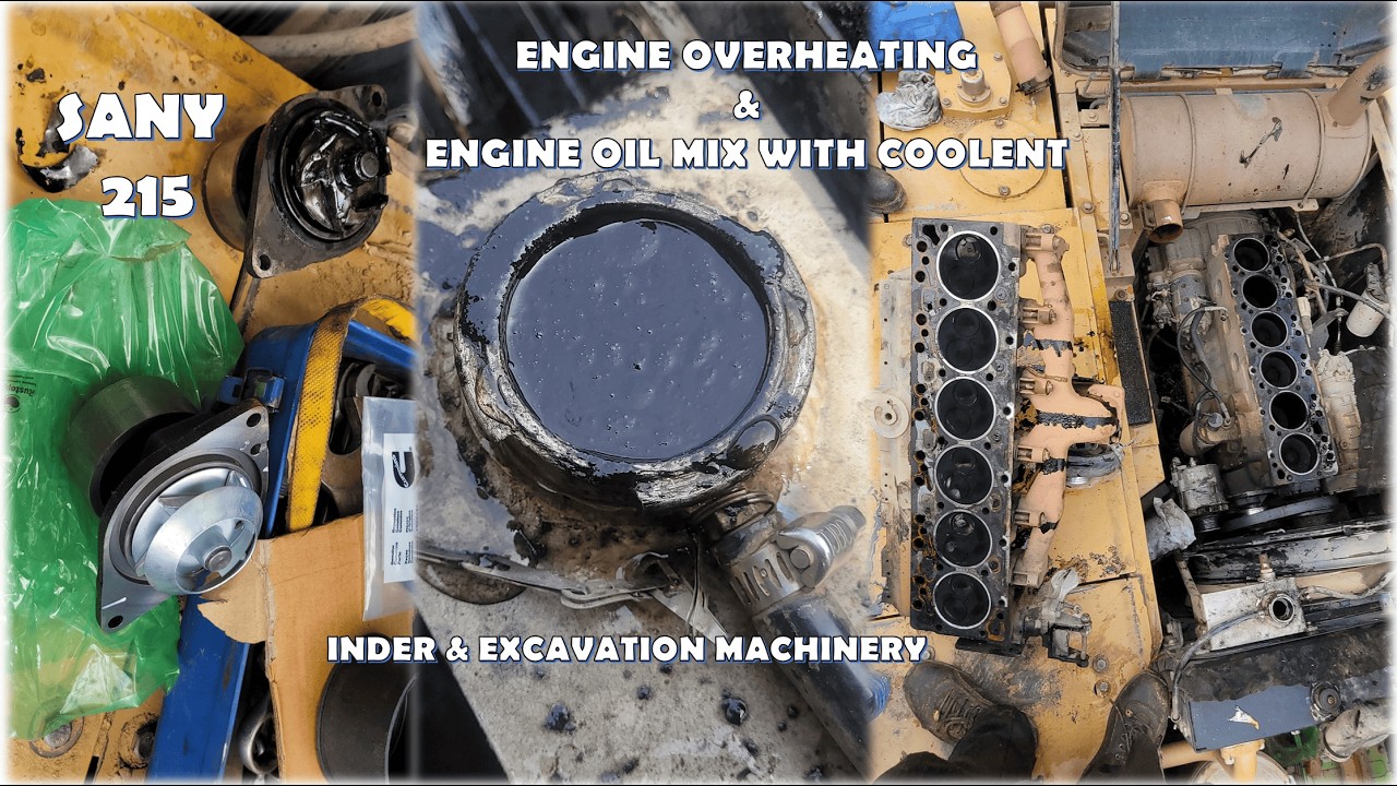 SANY 215 EXCAVATOR ENGINE OVERHEATING, WATER PUMP FAILURE & ENGINE OIL MIX WITH COOLENT PART 1
