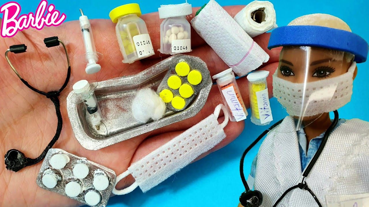 DIY Barbie Minyatür Doktor Eşyaları Nasıl Yapılır | Barbie Eşya Yapımı ~ 5 dakikada hallet
