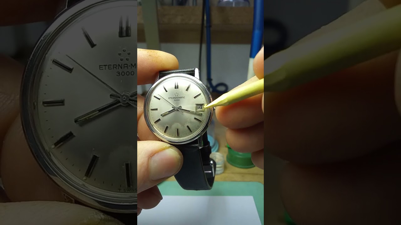 Mise a date rapide, montre Eterna  mouvement 1504 / horloger/ horlogerie