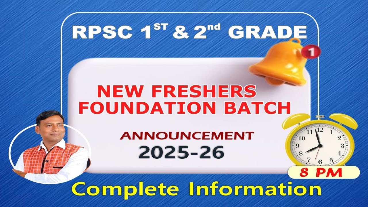 New Freshers Foundation Batch for RPSC 1st & 2nd grade Maths | Complete Information
