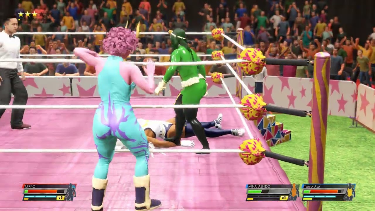 WWE 2K22 MIRKO VS MINA ASHIDO AND TSUYU