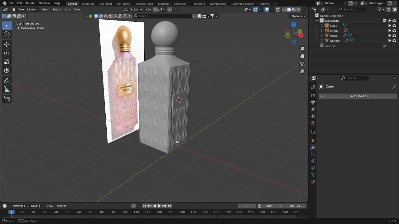 طلب من متابع: Modeling زجاجة عطر احترافية في Blender من صورة