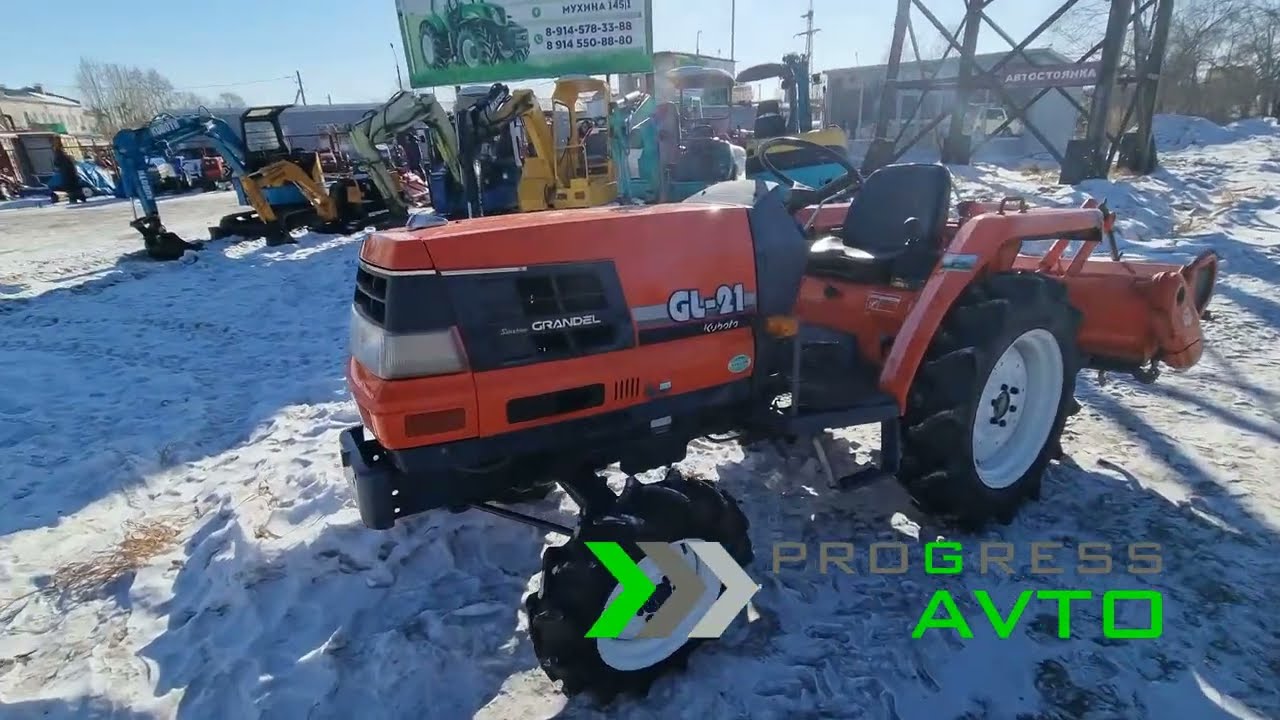 Обзорное видео японского трактора KUBOTA GL21 21 л.с. колея 100 см быстрый разворот 89145783388