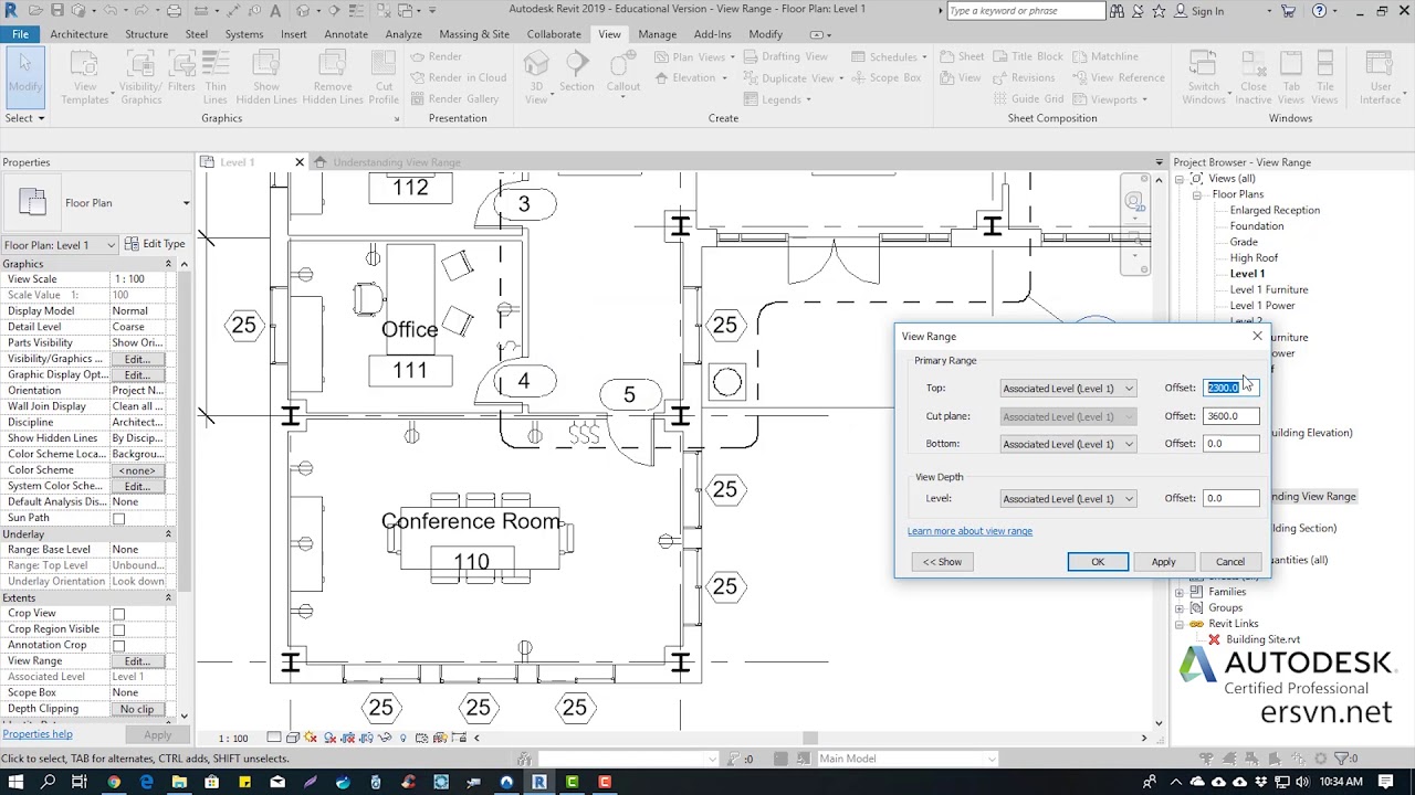 Hướng dẫn sử dụng Revit Architecture 2019 | Bài 66: Tìm hiểu về view range