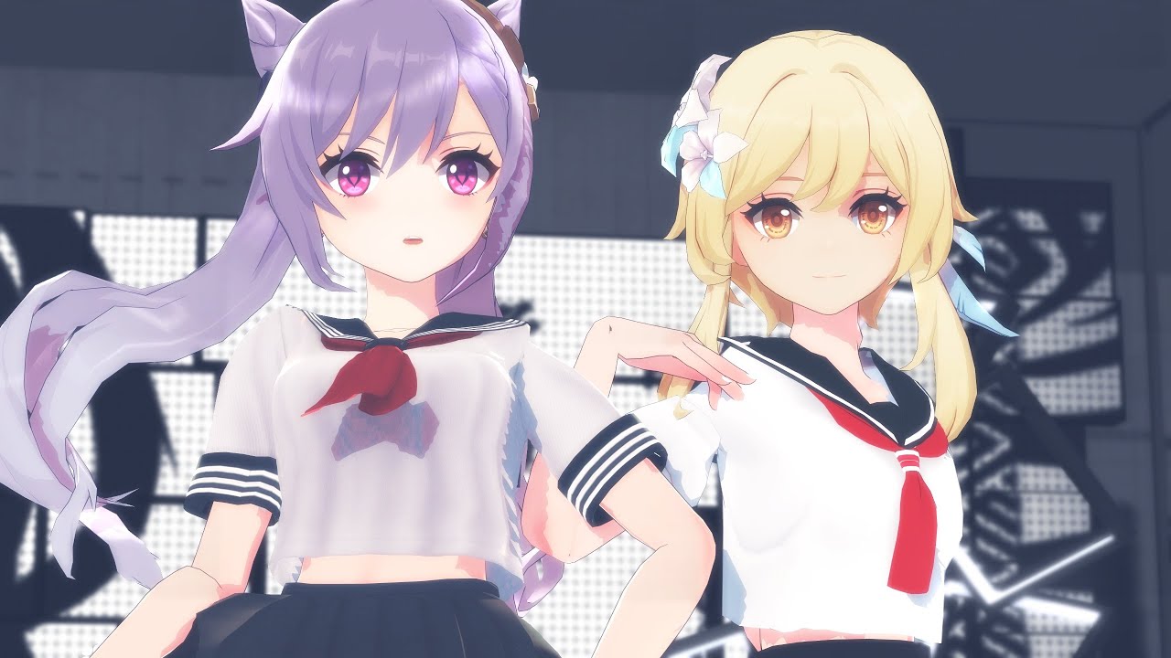 【原神MMD】『脳漿炸裂ガール/Brain Fluid Explosion Girl』by JK 刻晴(KeQing)＆蛍(Lumine)【Genshin Impact/1440p】