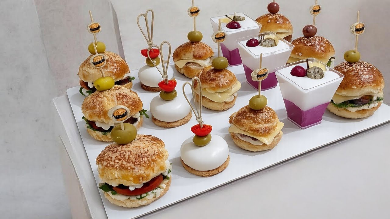 3 أفكار راقية لطاولة مميزة 😍 | ميني برغر + مملحات الجبن + موس البيطراف / m.gateau