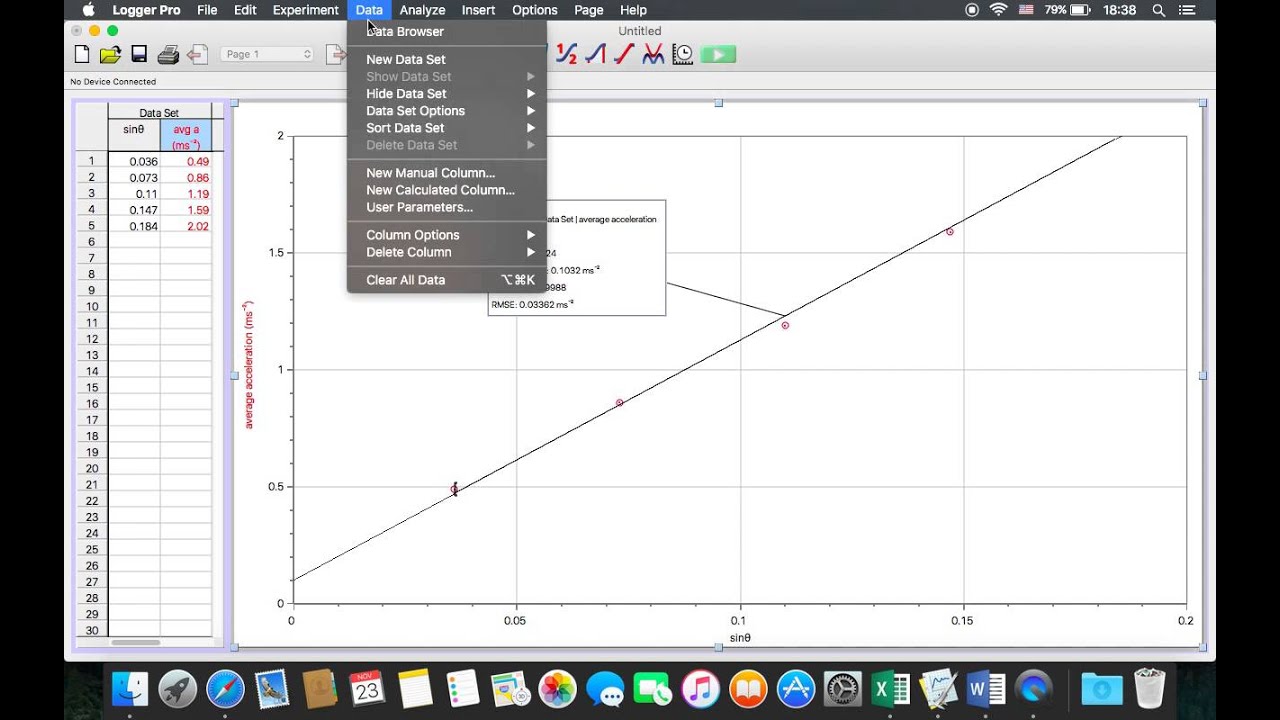Plotting error bars on Logger Pro