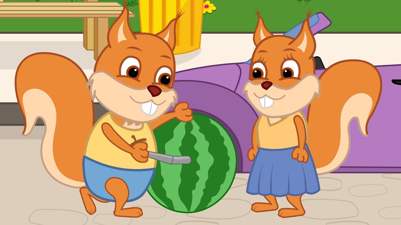 Bridie Squirrel in English - Round Watermelons Cartoon for Kids