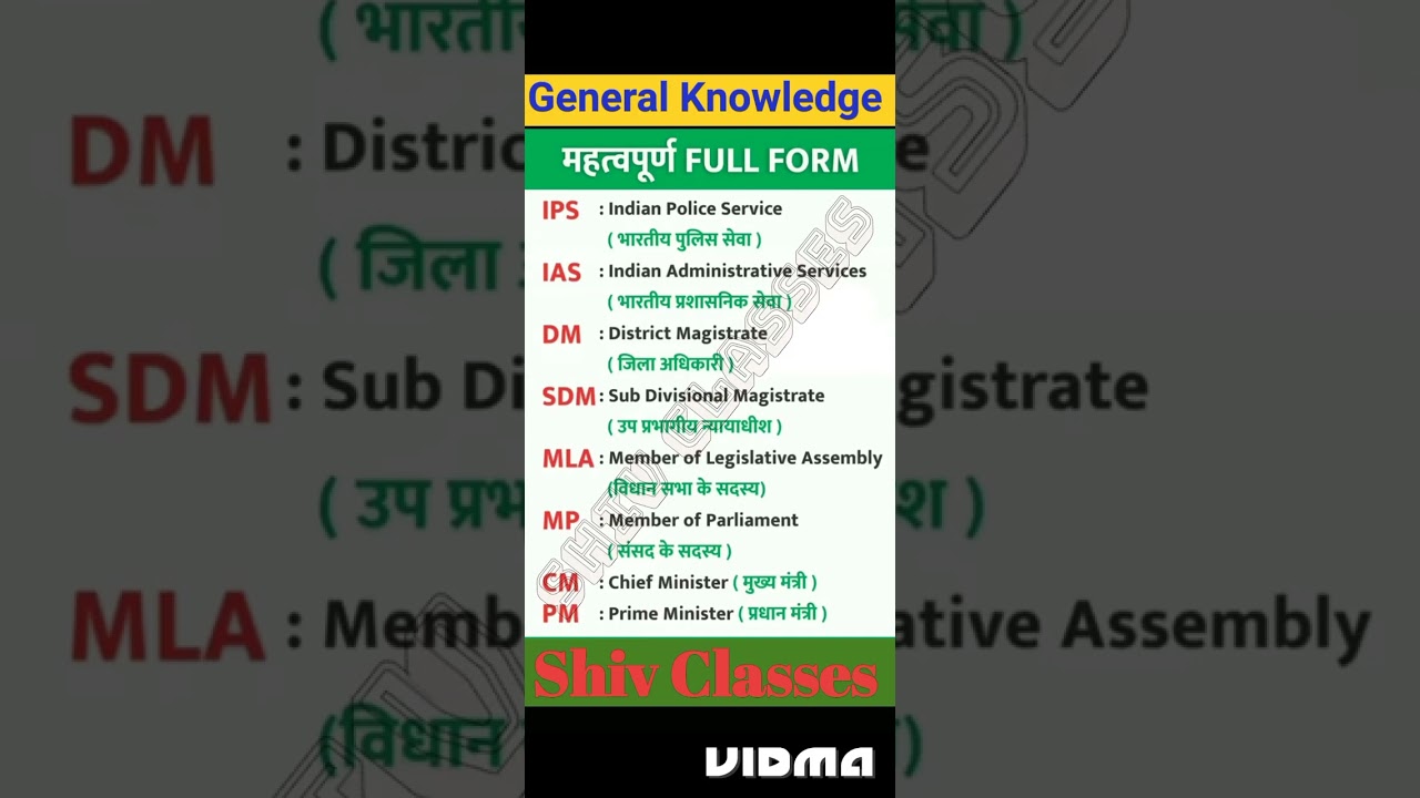 CM, PM, MLA, MP, DM, SDM, IAS aur IPS ka Full Form #upsc #shorts #viral #viralvideo #viralshorts
