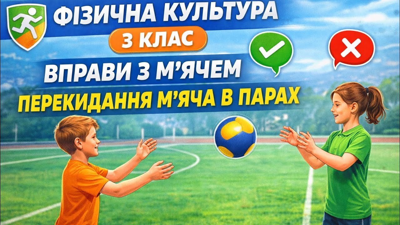 Вправи з м'ячем. Перекидання м'яча в парах | Дистанційне навчання | НУШ 