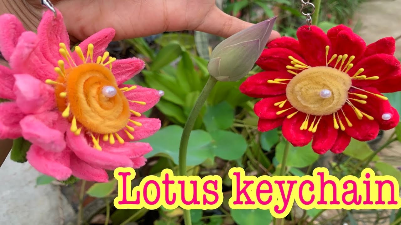 How to make mini lotus keychain with pipe cleaner/ DIY flowers 