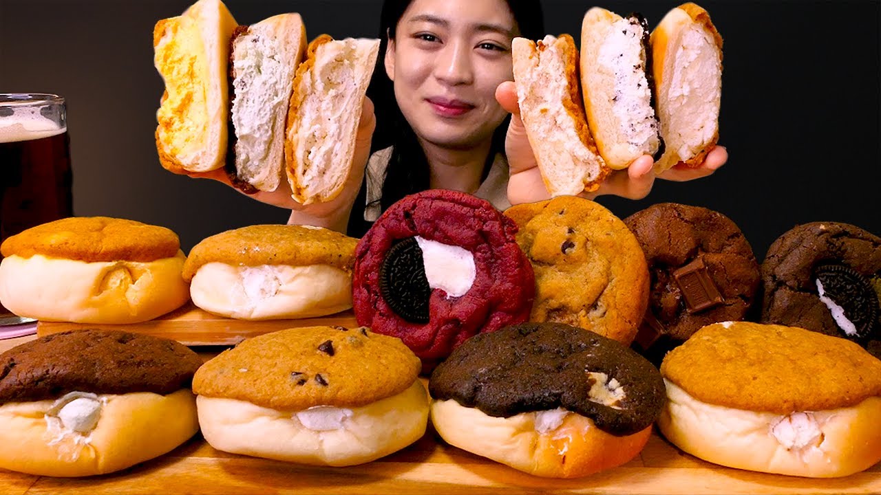 🍪크림 가득 쿠키빵?!🧁이번엔 쿠키 크림빵으로 등장!! 경주당 쿠키빵 먹방❤ | KyeongJuDang Chocolate, Lotus Cookie Bread ASMR Mukbang