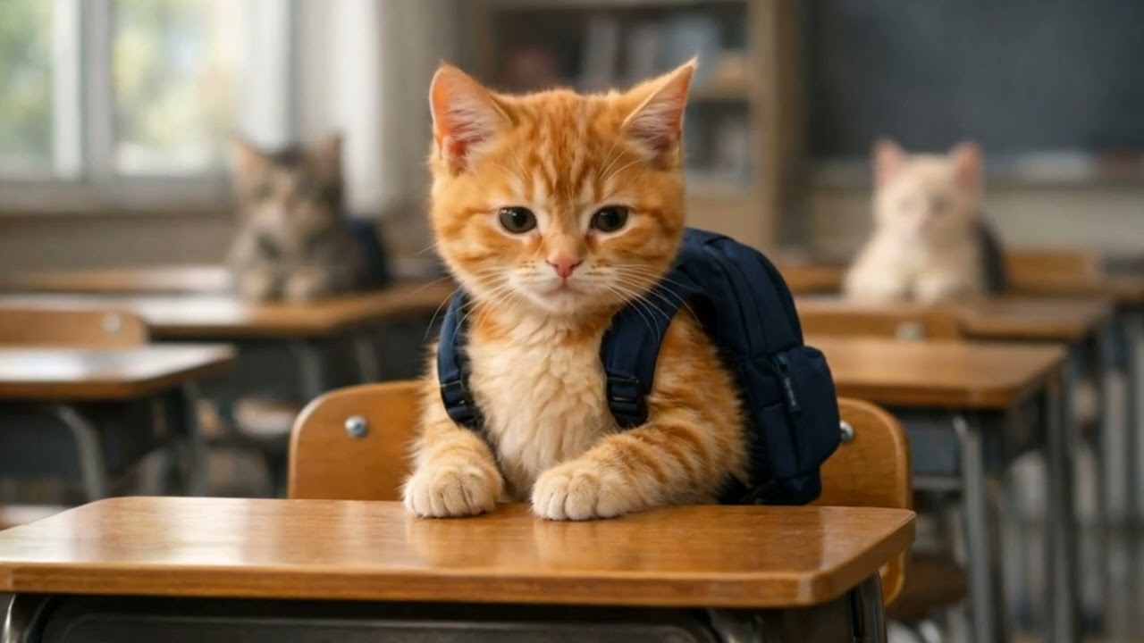 A Small Ginger Kitten Goes to School Alone | Quiet Realistic Story
