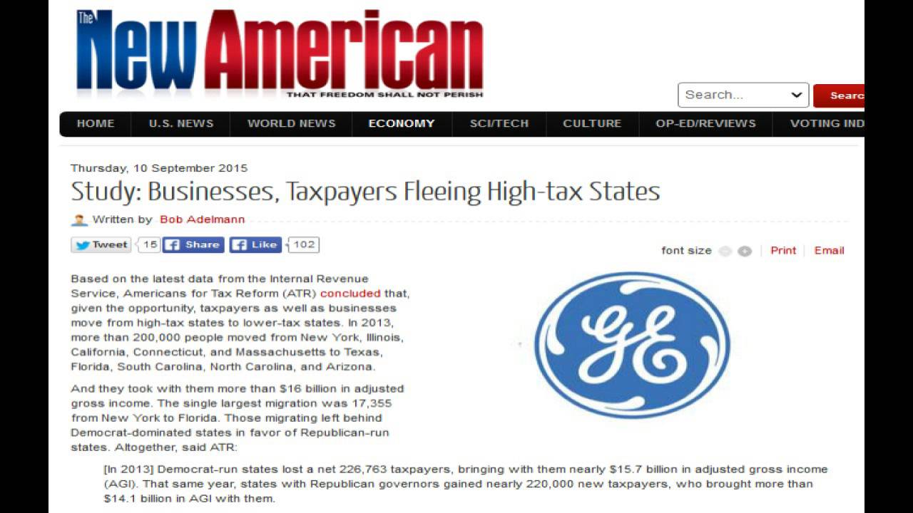 Study: Businesses, Taxpayers Fleeing High-tax States