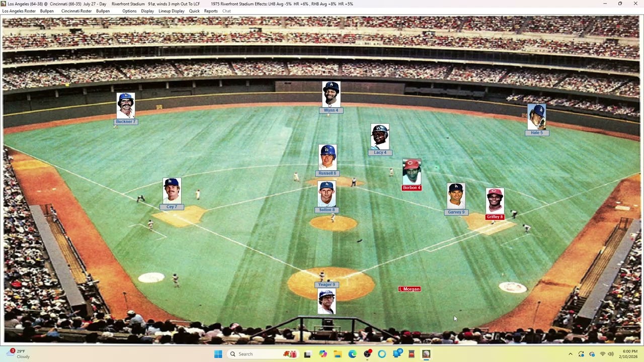 Action PC Baseball 7-27-75 Los Angeles at Cincinnati