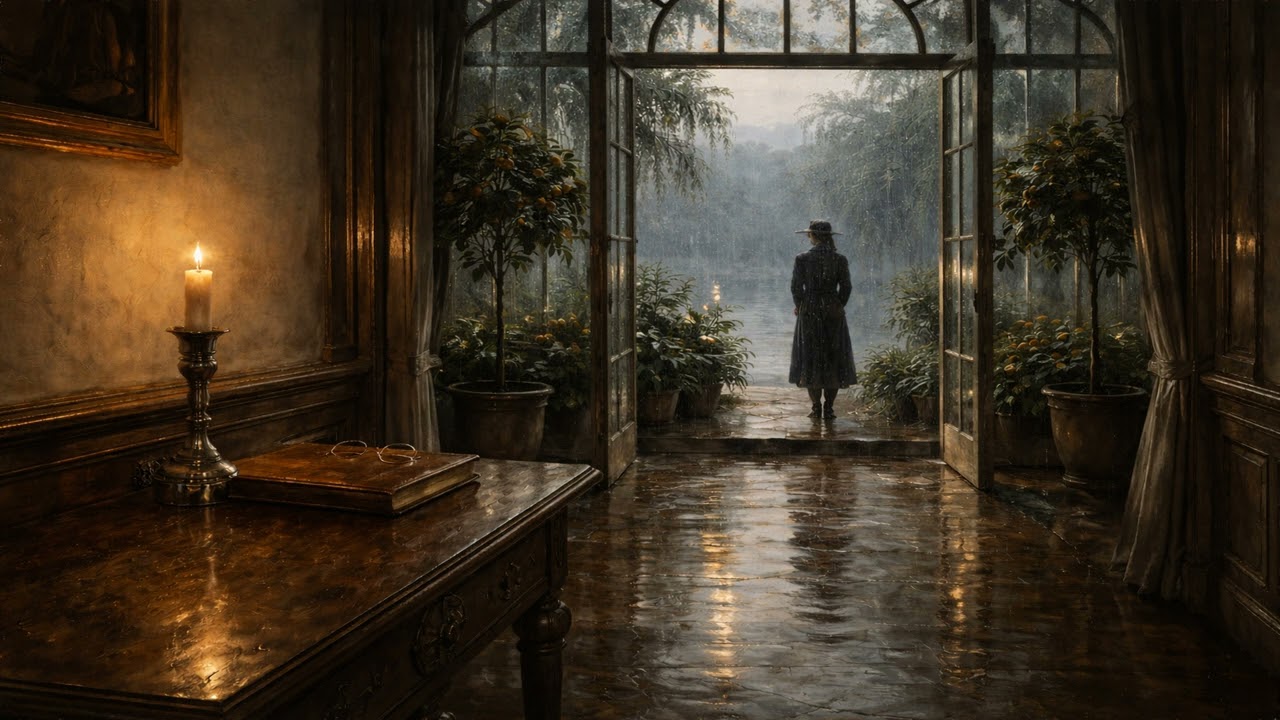 main character energy of standing alone in a manor while the rain keeps your secrets