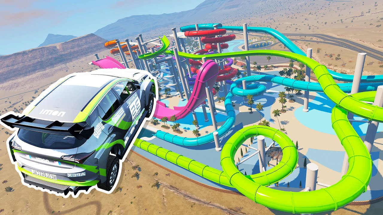 The ULTIMATE Car Waterpark! DESTRUCTIVE Water Slides & Roller Coasters! - BeamNG Multiplayer