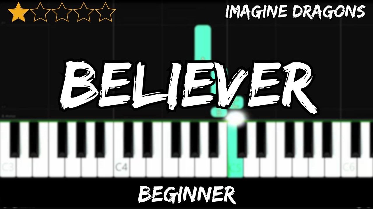 Imagine Dragons - Believer - Easy Beginner Piano Tutorial - For 1 Hand