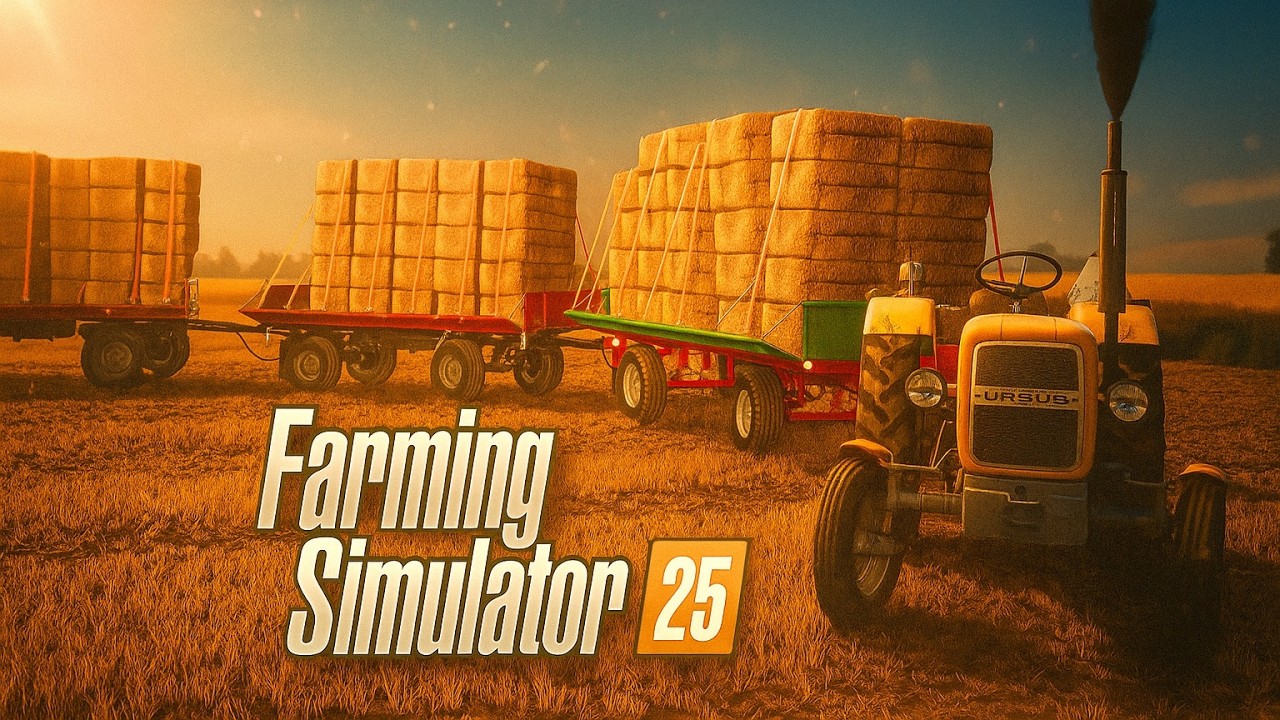 😂💪🔥 CIAPEK WALCZY Z 3 PRZYCZEPAMI SŁOMY 🟨🟨🟨 🤯 #fs25  #farmingsimulator25