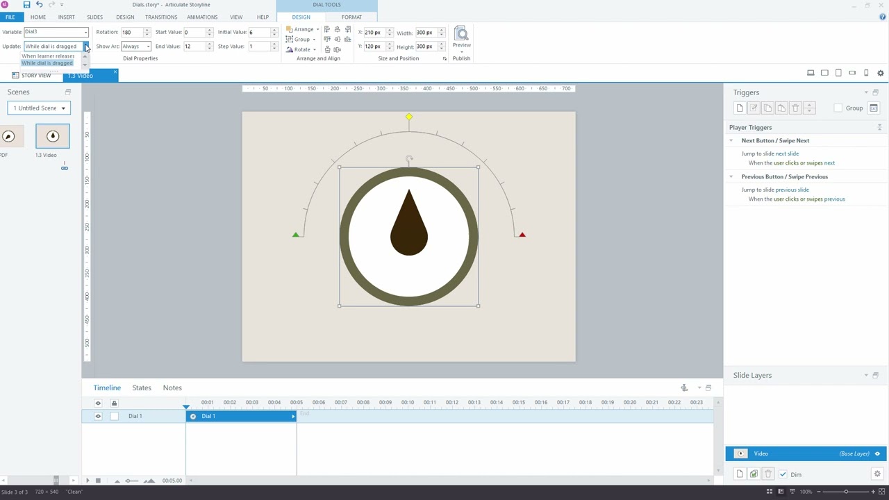 How to work with Dials in Articulate Storyline