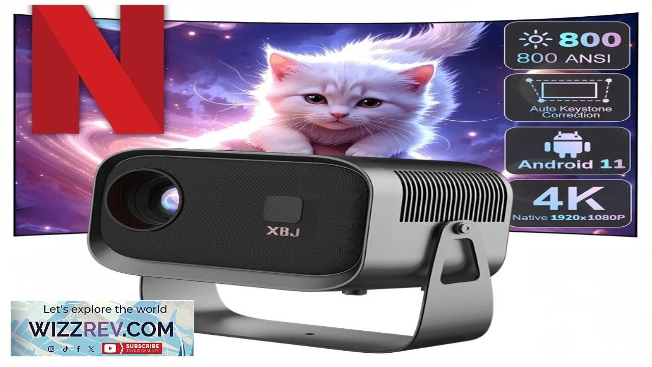 XBJ Portable Projector For Bedroom & Beyond: 4K 1080P Android Auto Correction WiFi