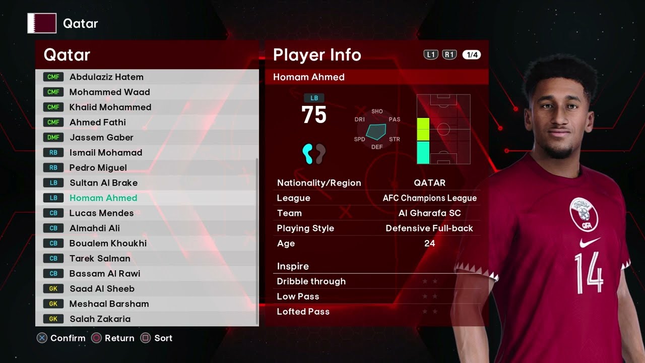 SPFL24| Qatar National Team Lineup (Asian Cup 2023 Edition)| العنابي(The Maroons)