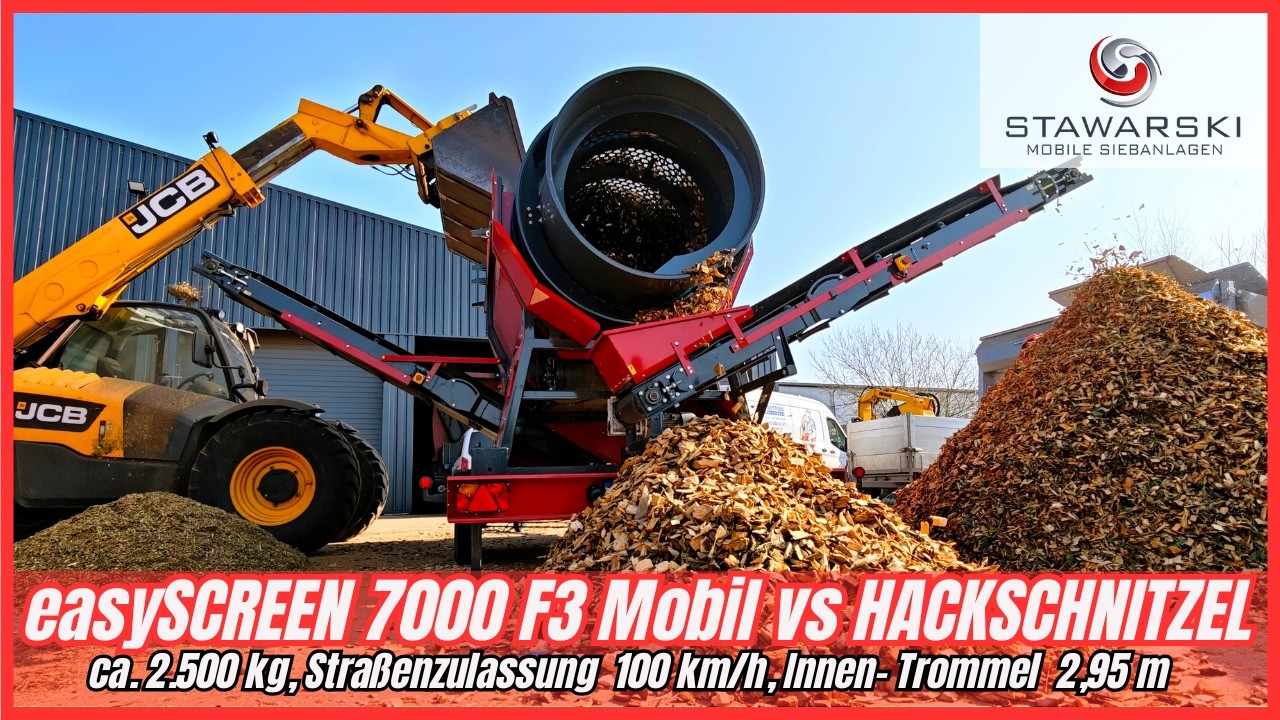 easy Screen 7000 Mobil F3- Radmobile Trommel Siebanlage Hackschnitzel #galabau #siebanlage #trommel