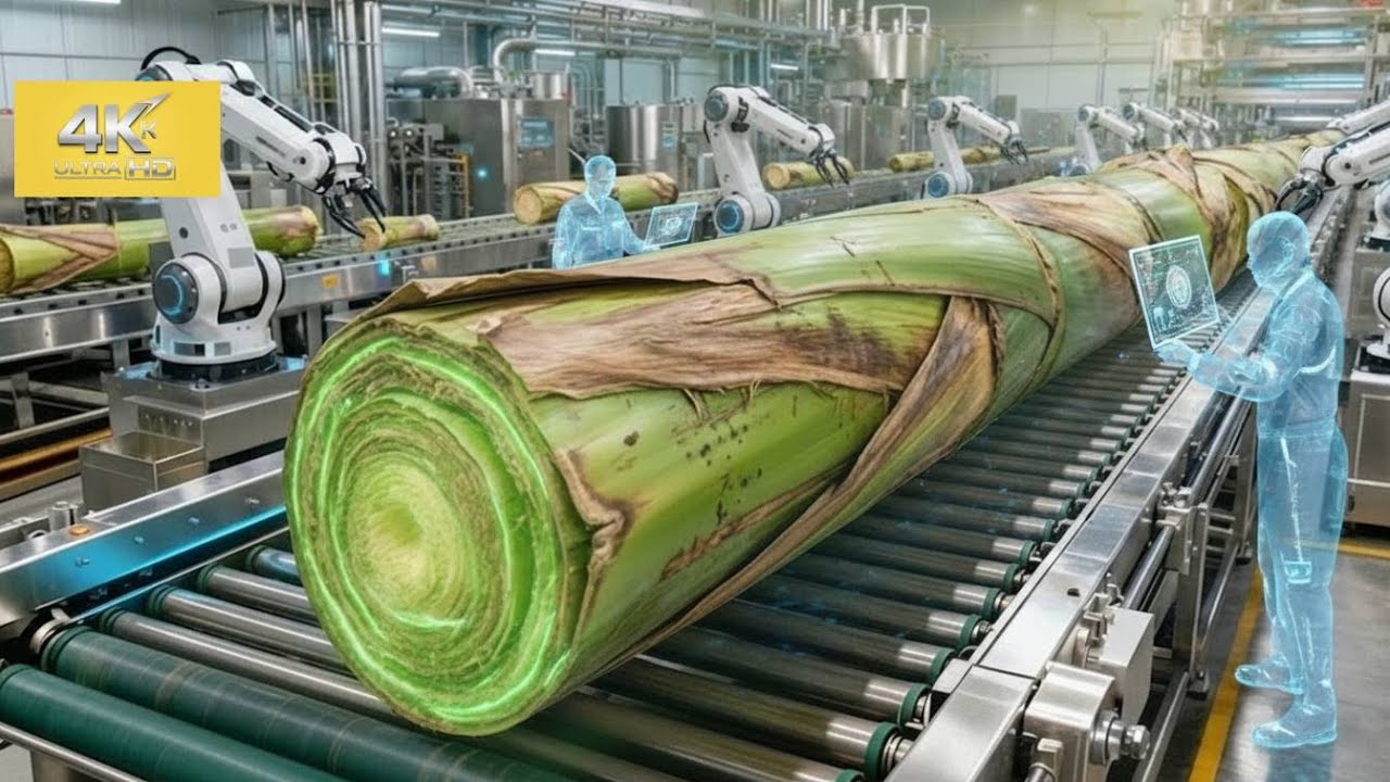 Inside a high-tech factory specializing in processing banana tree trunks into fabric (Full Process)