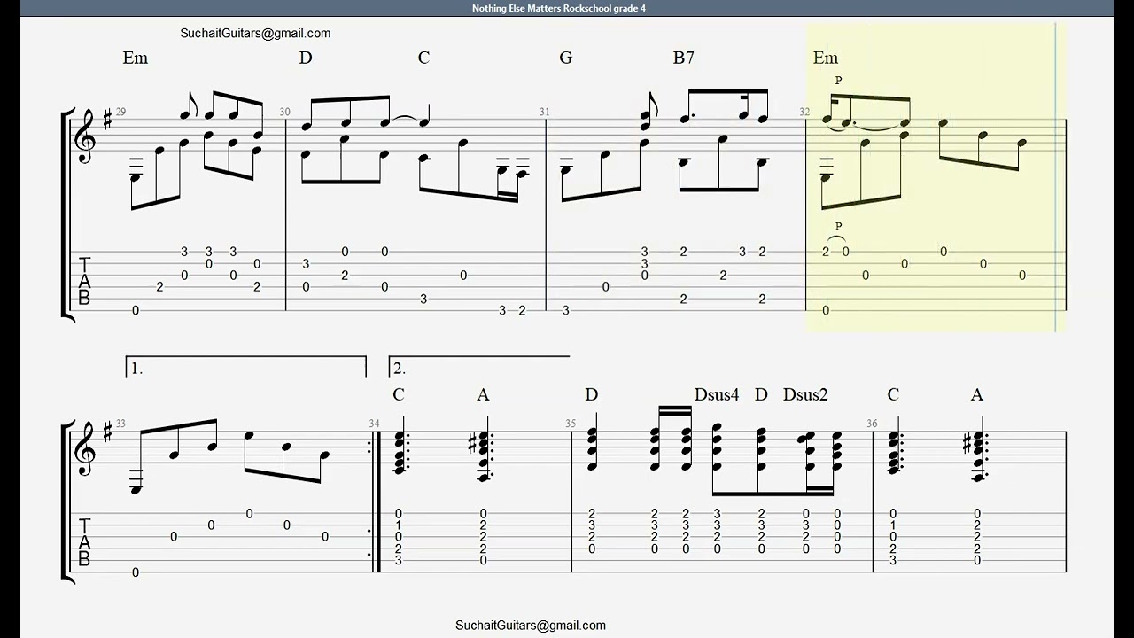 Nothing else matters (Metallica) - Rockschool Acoustic Grade 4 solo guitar