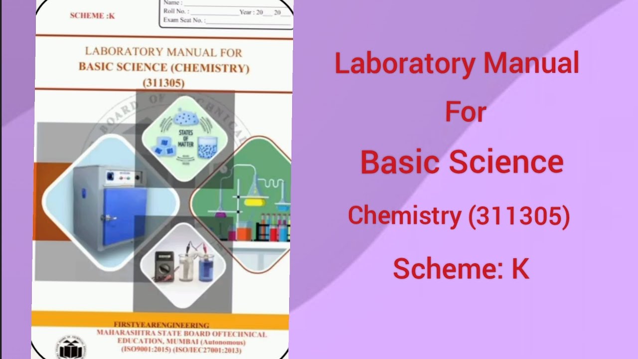 Laboratory Manual For Basic Science Chemistry 311305 K Scheme all Practical Solutions FYCO 1st Sem l