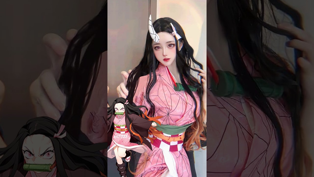 Nezuko in Real life 😘| Ony Nezuko | Demon Slayer characters | #shorts #naruto #anime #demonslayer