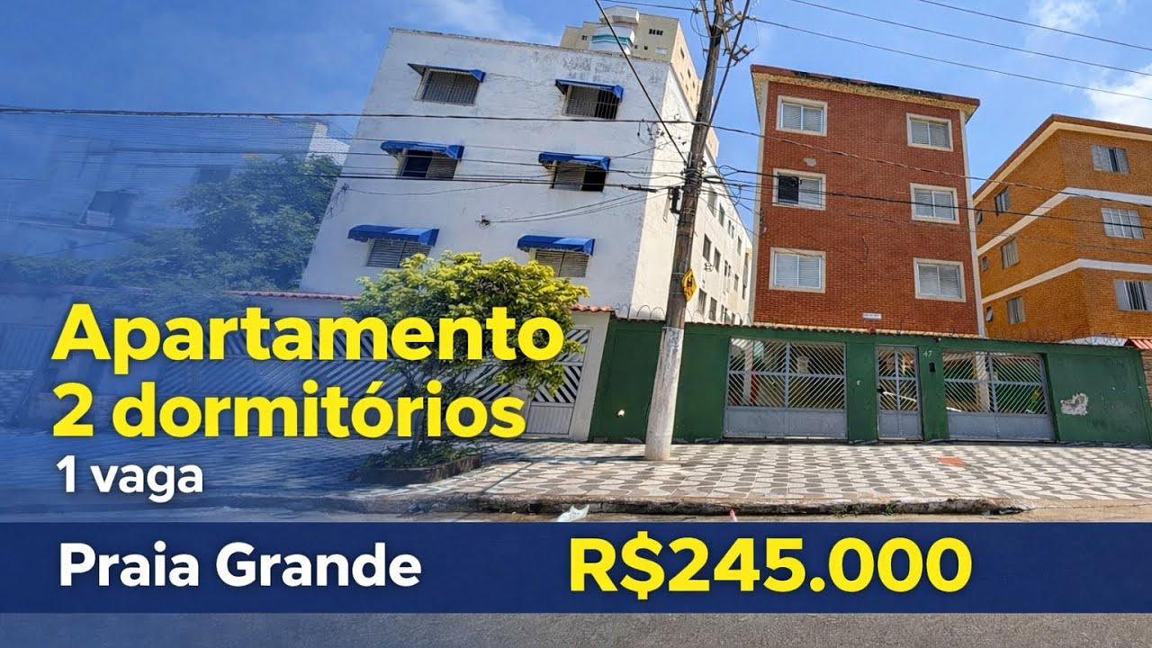 R$245.000 | Apto 2 dormitórios | 1 vaga | 400 metros mar | Praia Grande. OPORTUNIDADE 