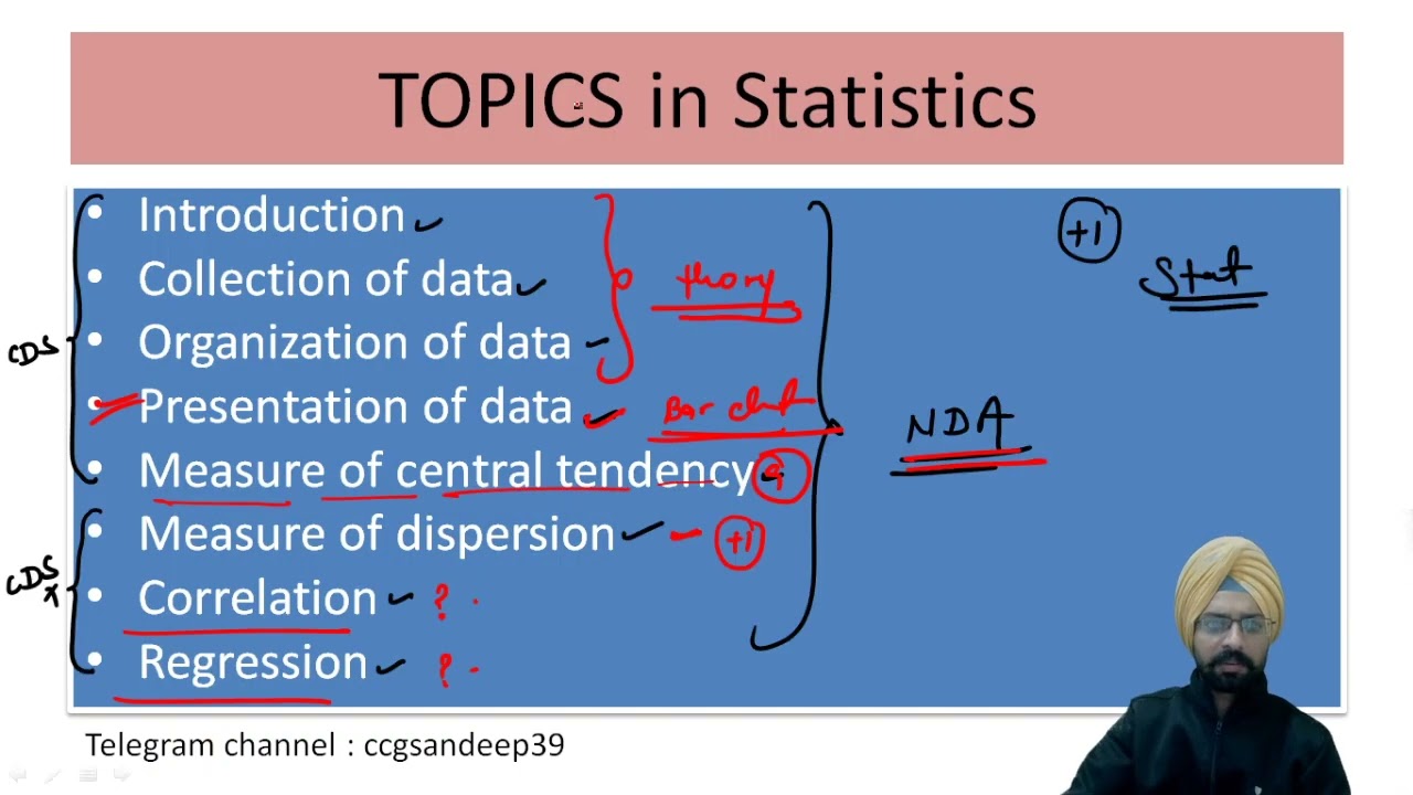 Statistics First class For NDA CDS by Sandeep Brar