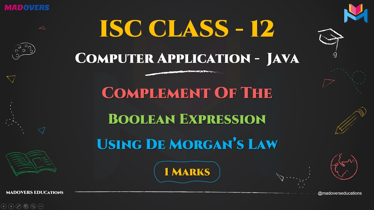 Complement of Boolean Expression | Boolean Algebra | ISC Class 12 Computer Applications